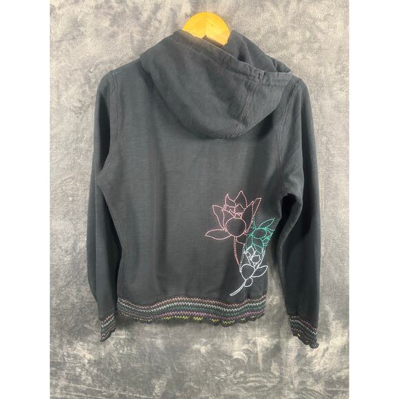 VTG Y2K The North Face Women’s Embroidered Hem/Cuff Full Zip Hoodie Large Black - Picture 2 of 11